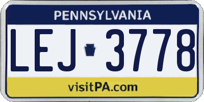 PA license plate LEJ3778