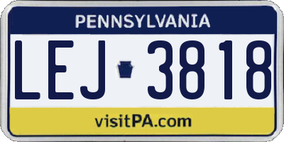 PA license plate LEJ3818