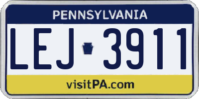PA license plate LEJ3911