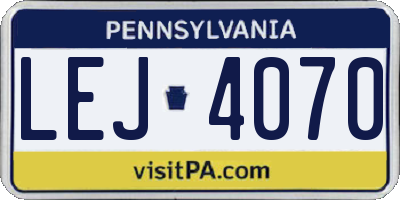 PA license plate LEJ4070