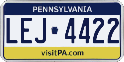 PA license plate LEJ4422