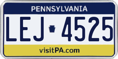 PA license plate LEJ4525