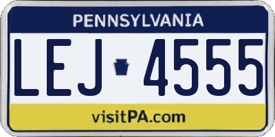 PA license plate LEJ4555