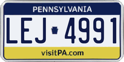 PA license plate LEJ4991