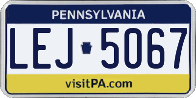 PA license plate LEJ5067