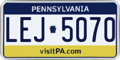 PA license plate LEJ5070