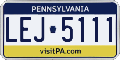 PA license plate LEJ5111