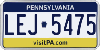 PA license plate LEJ5475