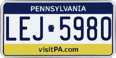 PA license plate LEJ5980