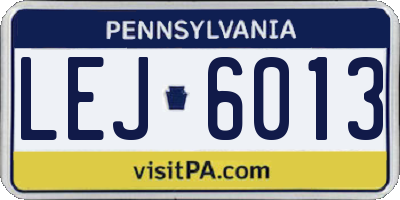PA license plate LEJ6013