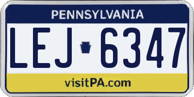 PA license plate LEJ6347