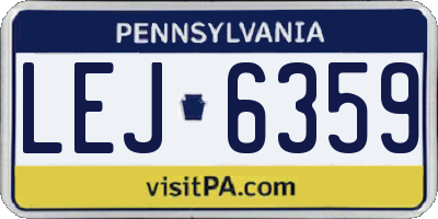PA license plate LEJ6359