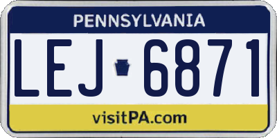 PA license plate LEJ6871