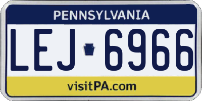 PA license plate LEJ6966