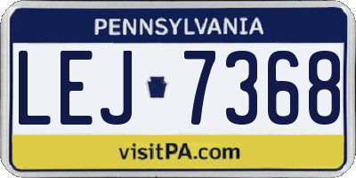 PA license plate LEJ7368