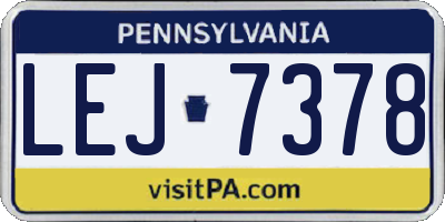 PA license plate LEJ7378