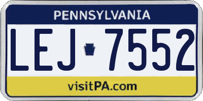 PA license plate LEJ7552