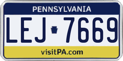 PA license plate LEJ7669