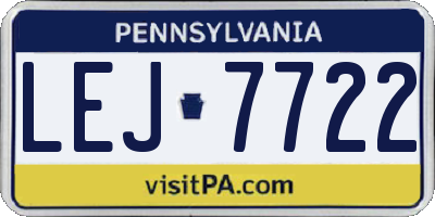 PA license plate LEJ7722
