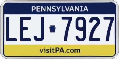 PA license plate LEJ7927