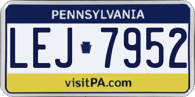 PA license plate LEJ7952