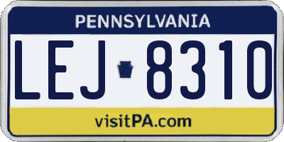 PA license plate LEJ8310