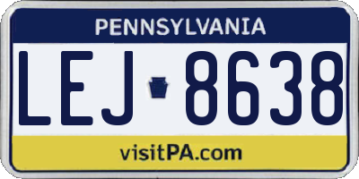 PA license plate LEJ8638