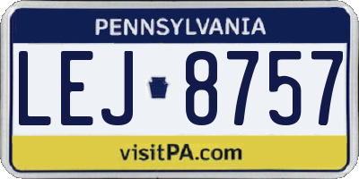 PA license plate LEJ8757