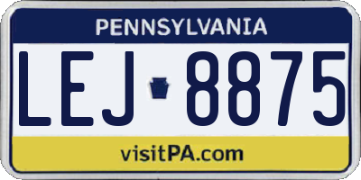PA license plate LEJ8875