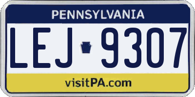PA license plate LEJ9307