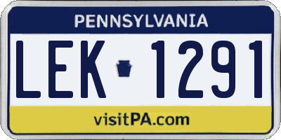 PA license plate LEK1291