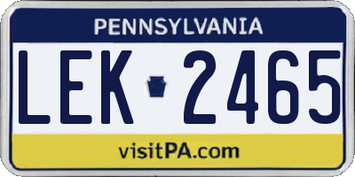PA license plate LEK2465