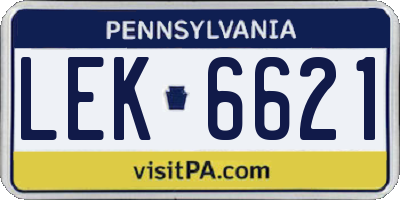 PA license plate LEK6621