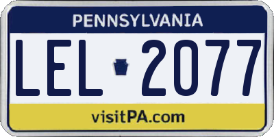 PA license plate LEL2077