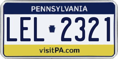 PA license plate LEL2321