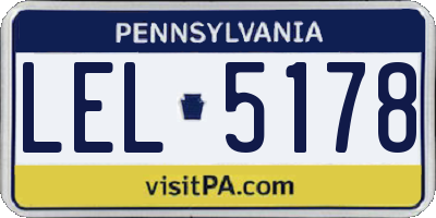 PA license plate LEL5178