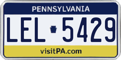 PA license plate LEL5429