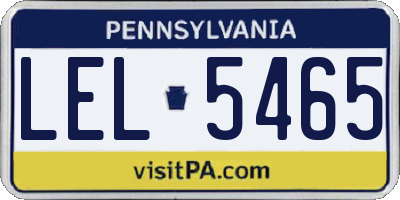PA license plate LEL5465