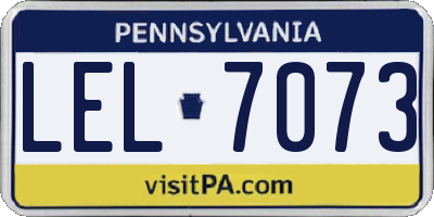 PA license plate LEL7073
