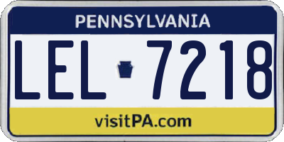 PA license plate LEL7218