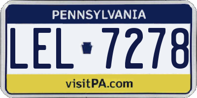 PA license plate LEL7278
