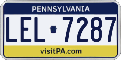 PA license plate LEL7287