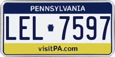 PA license plate LEL7597