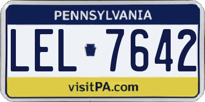 PA license plate LEL7642