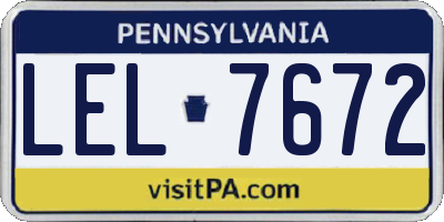 PA license plate LEL7672