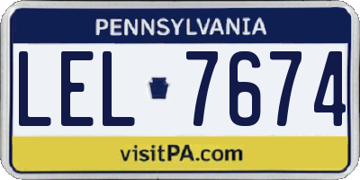 PA license plate LEL7674