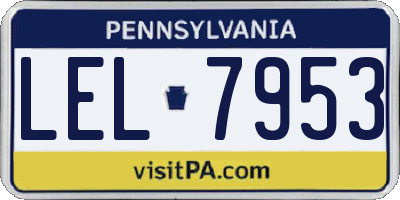 PA license plate LEL7953