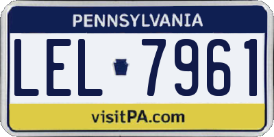 PA license plate LEL7961