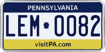 PA license plate LEM0082