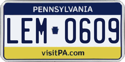 PA license plate LEM0609